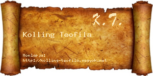 Kolling Teofila névjegykártya